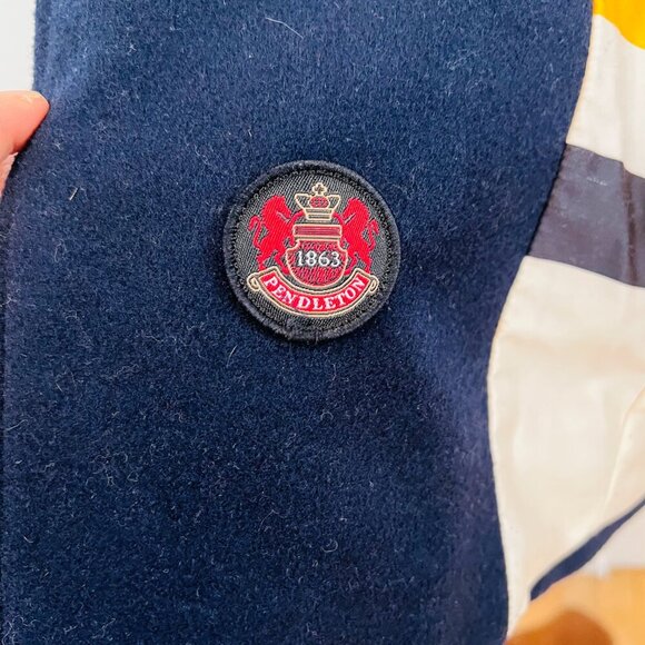 Pendleton Women's Wool Striped Interior Toggle Jacket Coat Size M Navy Blue - Picture 12 of 16